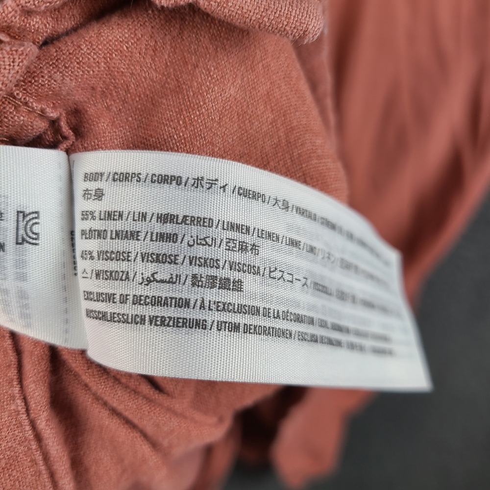 Abercrombie & Fitch Mens Medium Linen Blend Short Sleeve Camp Shirt Rose Pink - Picture 4 of 6